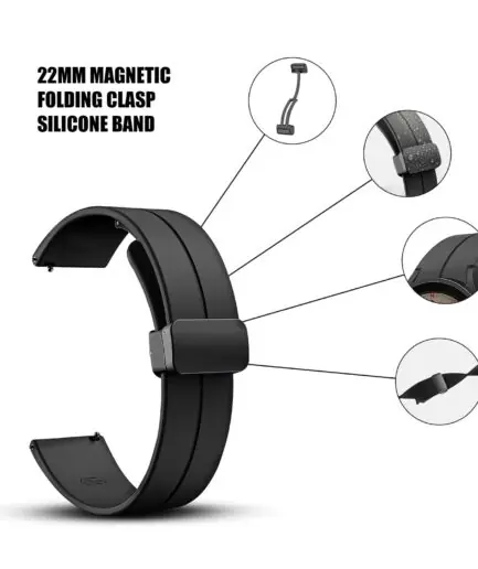 TECHONTO 22MM Silicone Strap with Folding Magnetic Lock Compatible with Samsung Galaxy Watch 3 45mm/ Galaxy Watch 46mm/Gear S3 Classic/Frontier Compatible All 22MM Watches(Only...