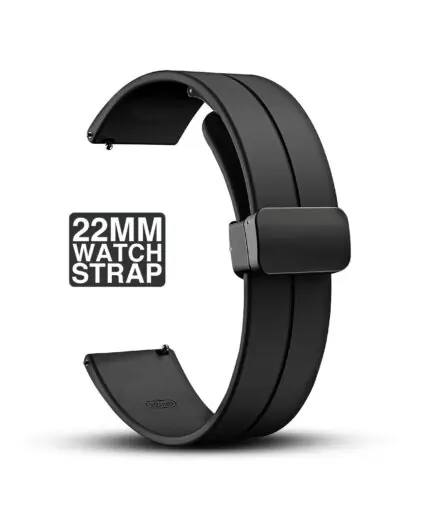 TECHONTO 22MM Silicone Strap with Folding Magnetic Lock Compatible with Samsung Galaxy Watch 3 45mm/ Galaxy Watch 46mm/Gear S3 Classic/Frontier Compatible All 22MM Watches(Only...