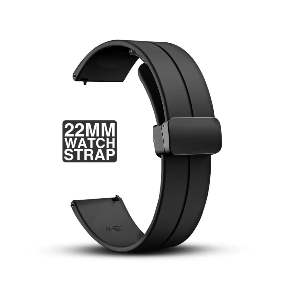 TECHONTO 22MM Silicone Strap with Folding Magnetic Lock Compatible with Samsung Galaxy Watch 3 45mm/ Galaxy Watch 46mm/Gear S3 Classic/Frontier Compatible All 22MM Watches(Only...
